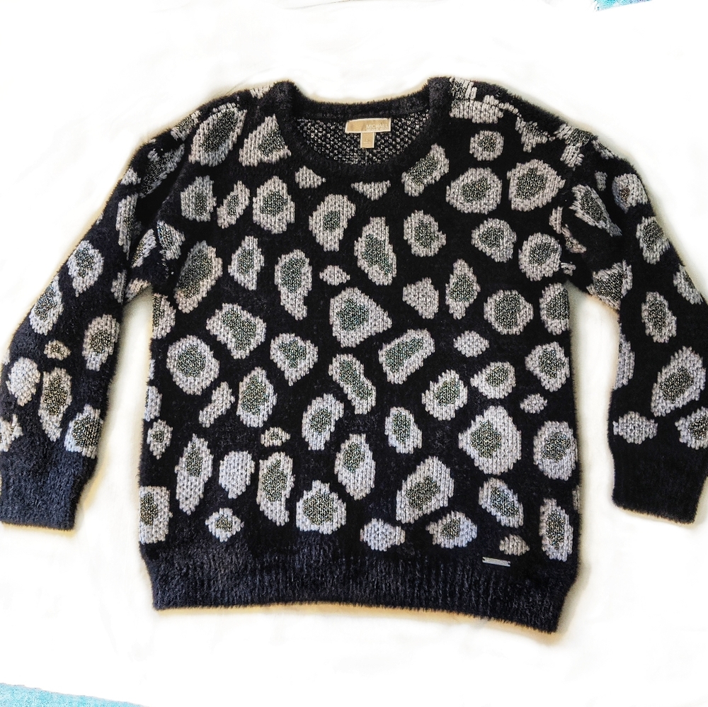 NWT Michael Kors Silver Black Animal Print Sweater